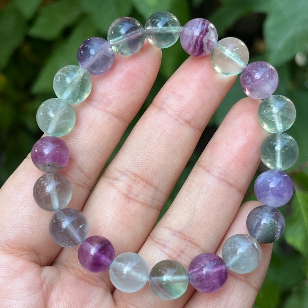 10mm stretchable multicolor‎ fluorite bracelet
